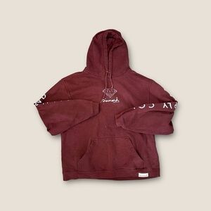 Vintage 90s Diamond Graphic Pullover Hoodie Burgundy